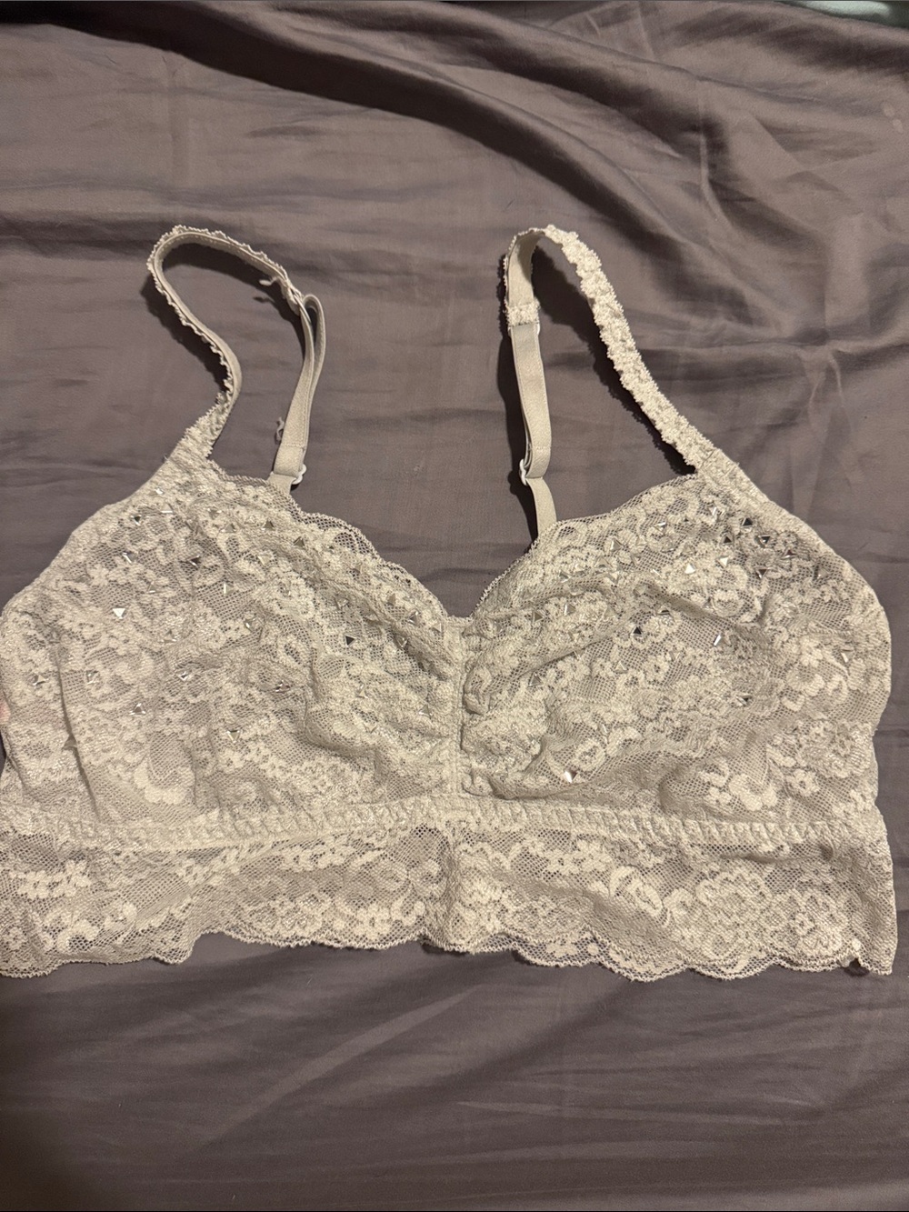 PINK Victoria's Secret Lace Bralette in Light Gray